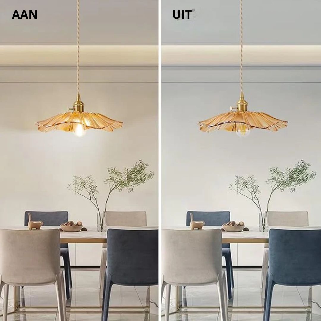 Cullivan Flower Hanglamp Glas Metaal Rood E27 Eettafel Verlichting Vintage Bloem Lamp Hal Sfeerverlichting | Restfield