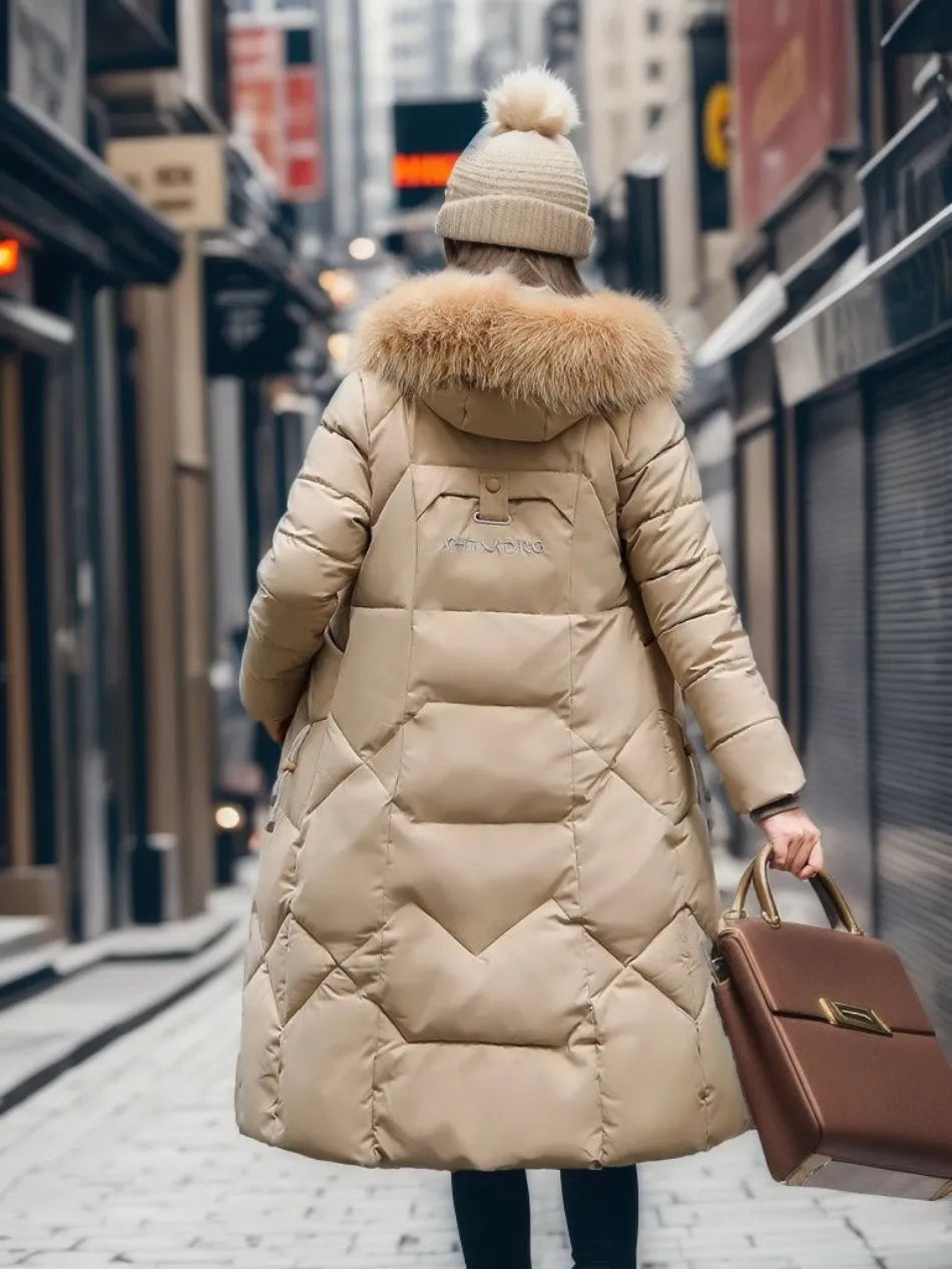 Hannah | Women Winter Quilted coat z Hood Trim