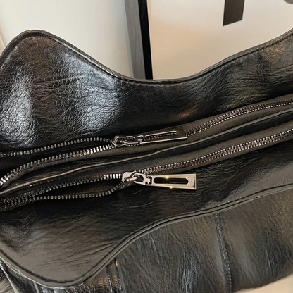 Leather Tote Bag Large Shoulder Handbag Zip Pocket Everyday Spring