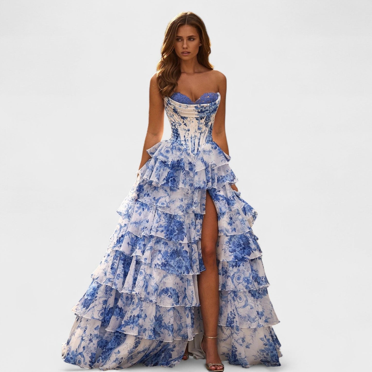 Catarina | Vestido comprido de gala florido