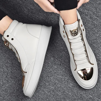 Men’s High Top Sneakers Metallic Toe Statement Streetwear Trainers