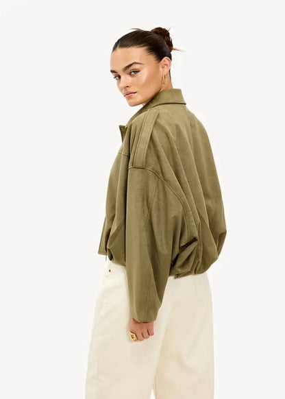 Dames Suede-look Cropped Bomberjack