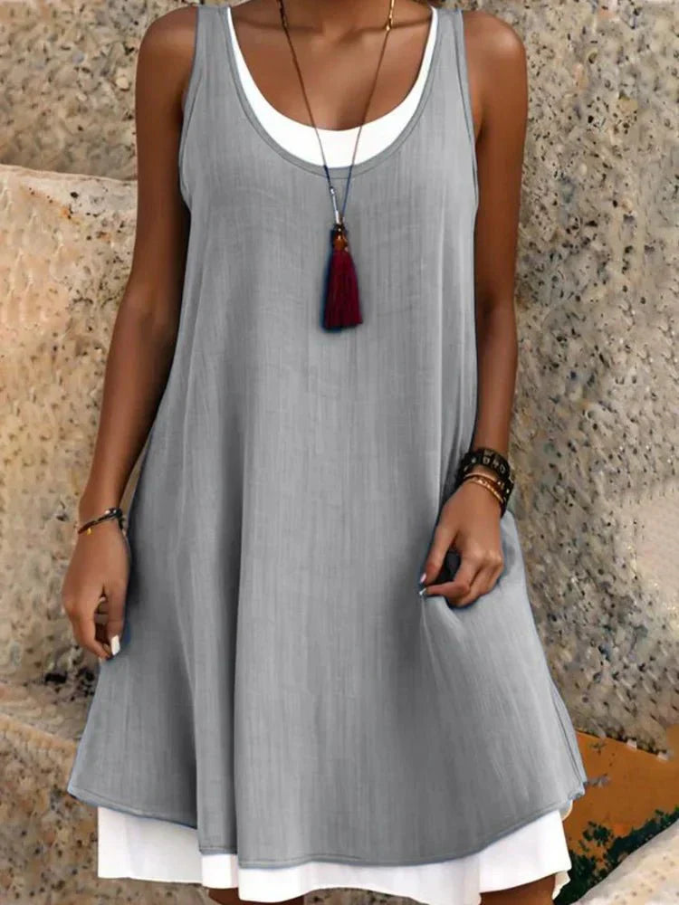 Women's Sleeveless Scoop Neck Layered Mini Dress