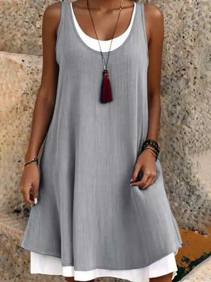 Women's Sleeveless Scoop Neck Layered Mini Dress
