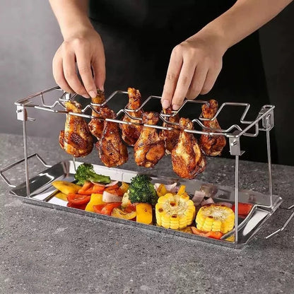 Intelligriller® - Made in the USA: 14 Slot Holder for Grill, Smoker, and Oven - Easy, Efficient, & Fast Chicken Drumstick/Meat Holder