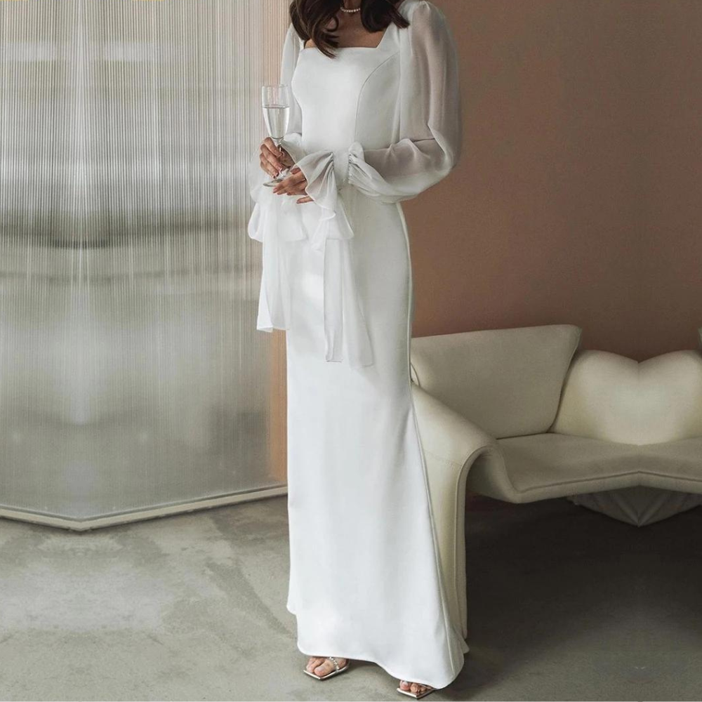 Women's Square Neck Evening Dress Maxi