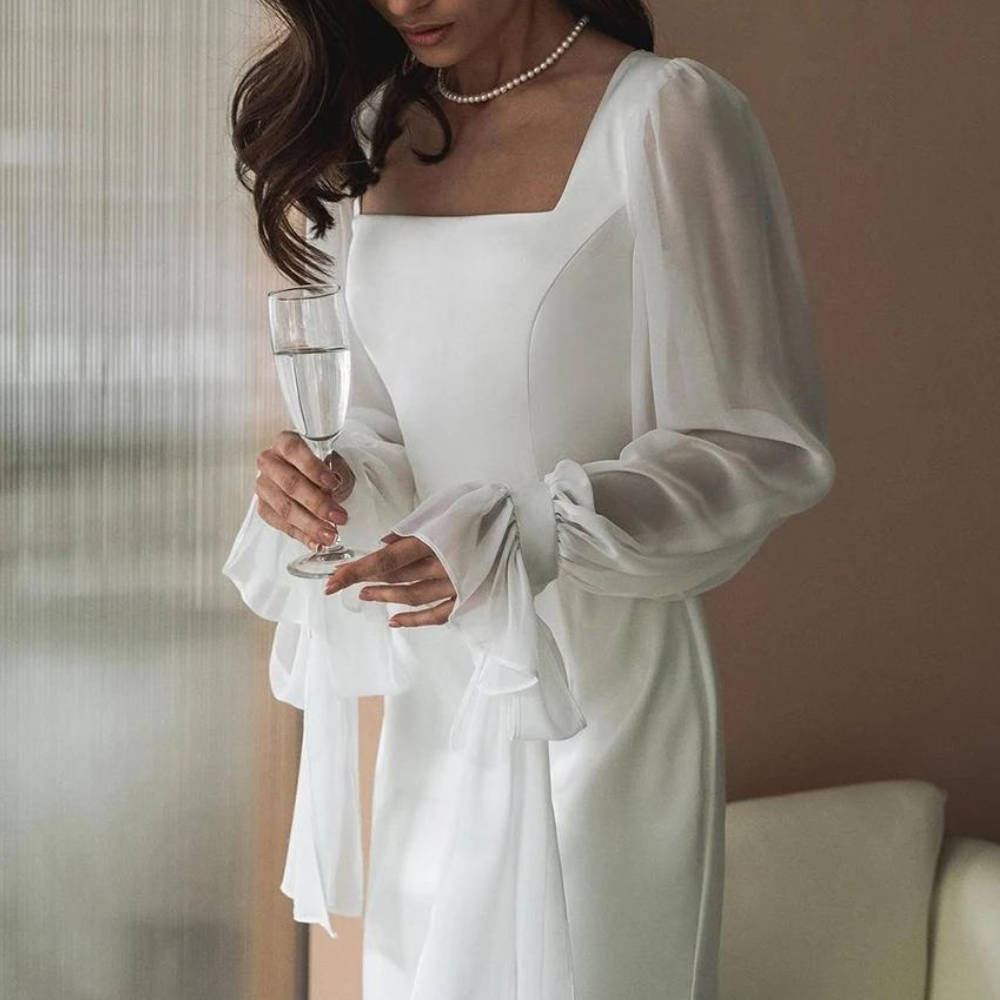 Women's Square Neck Evening Dress Maxi