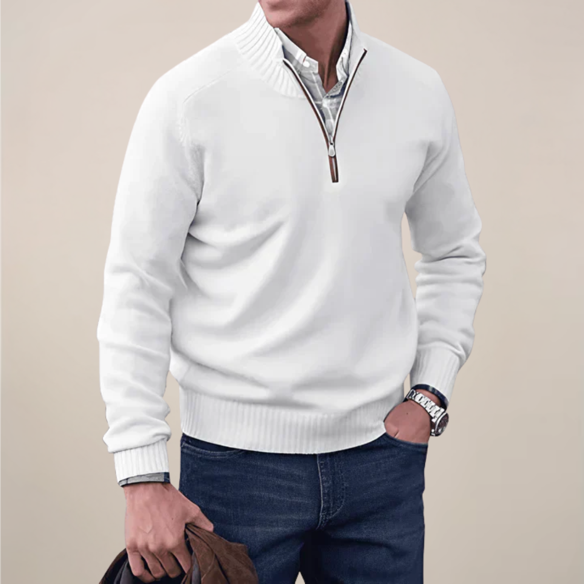 Jory | Men Spring Half-Zipped Knit sweater