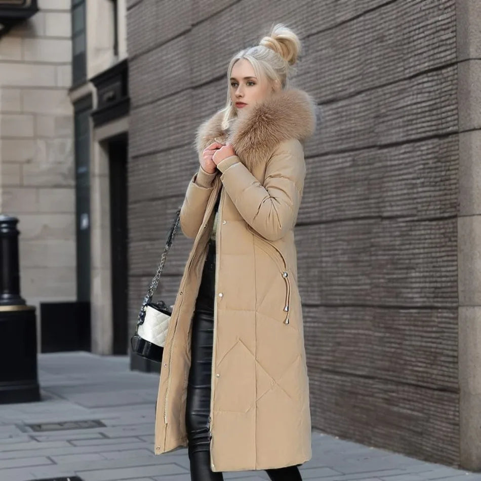 Hannah | Women Winter Quilted coat z Hood Trim