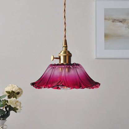 Cullivan Flower Hanglamp Glas Metaal Rood E27 Eettafel Verlichting Vintage Bloem Lamp Hal Sfeerverlichting | Restfield