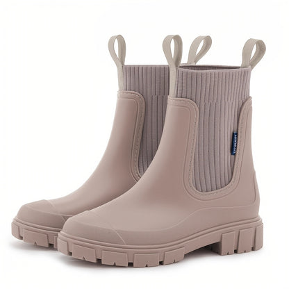 Women's Waterproof Rubber Wedge Chelsea Boots