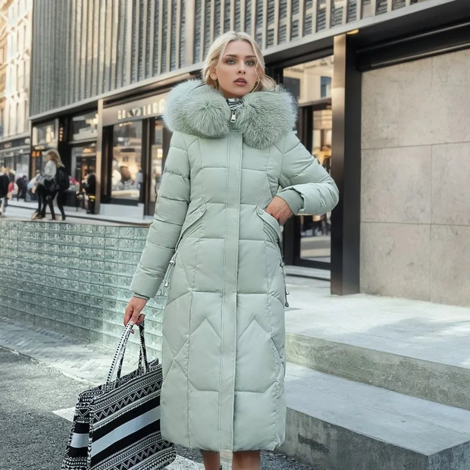Hannah | Women Winter Quilted coat z Hood Trim