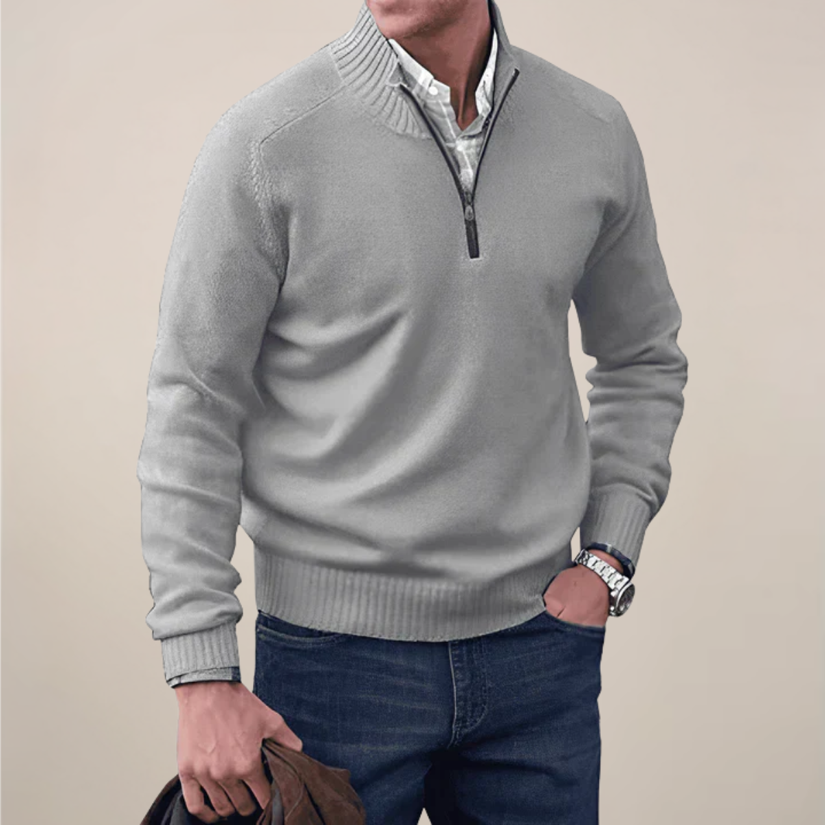 Jory | Men Spring Half-Zipped Knit sweater