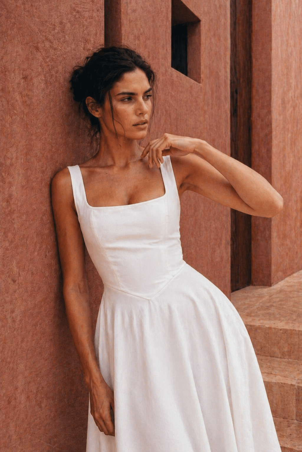 CAMILA – Vestido midi escote cuadrado