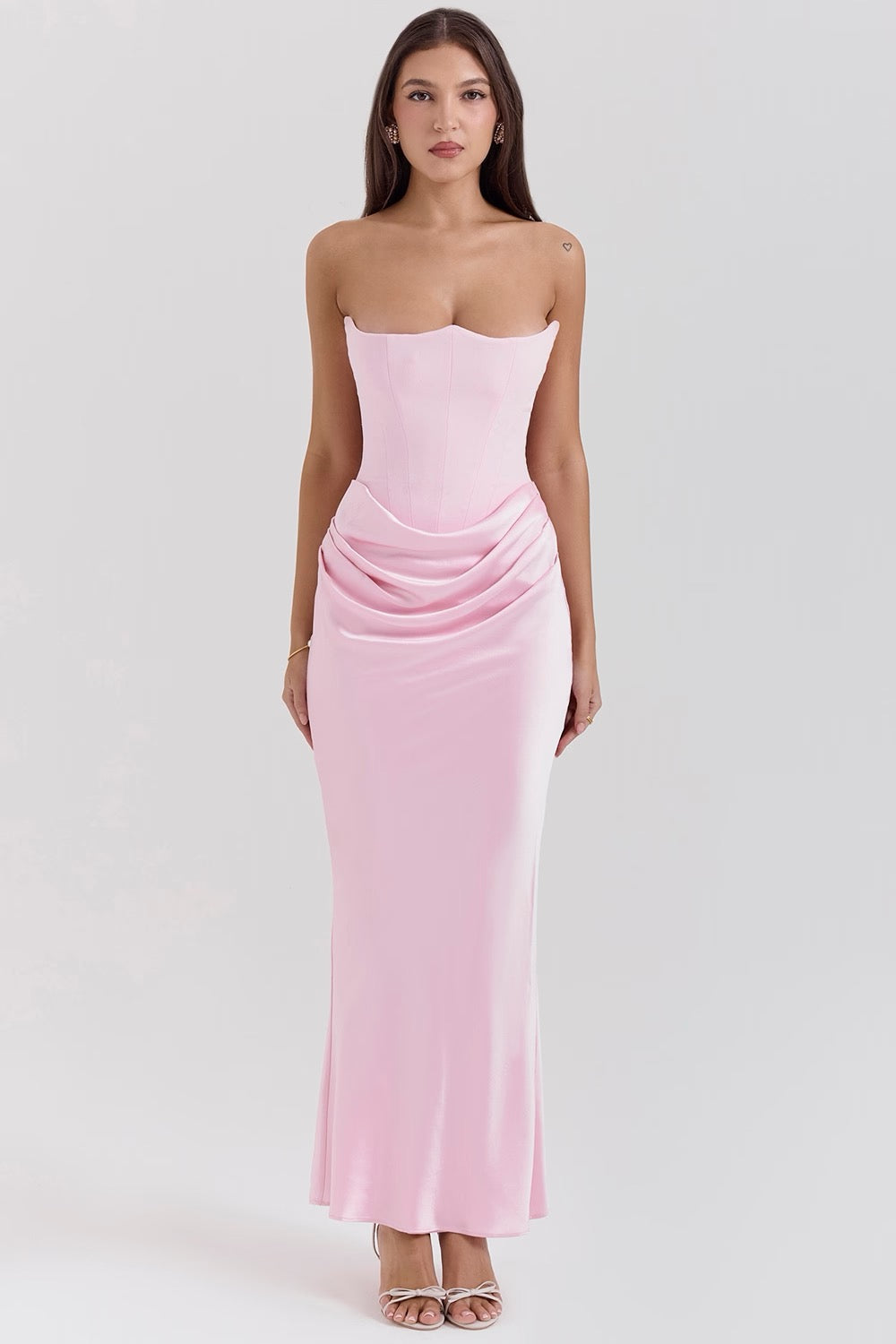 Women's Wedding Guest Lace Strapless Dress Evening