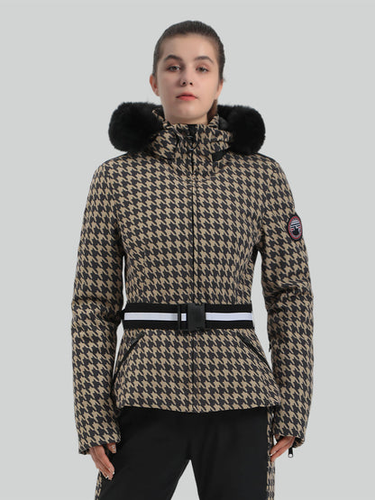 Women's Slim Fit Belted Down Ski Jacket
