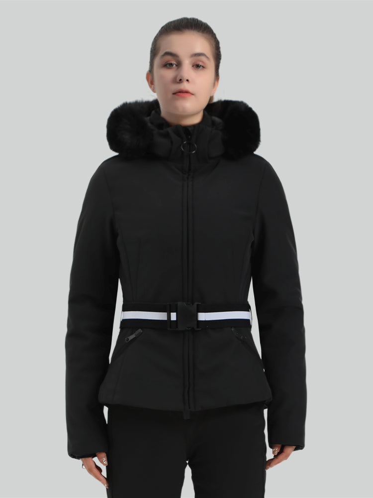 Women's Slim Fit Belted Down Ski Jacket
