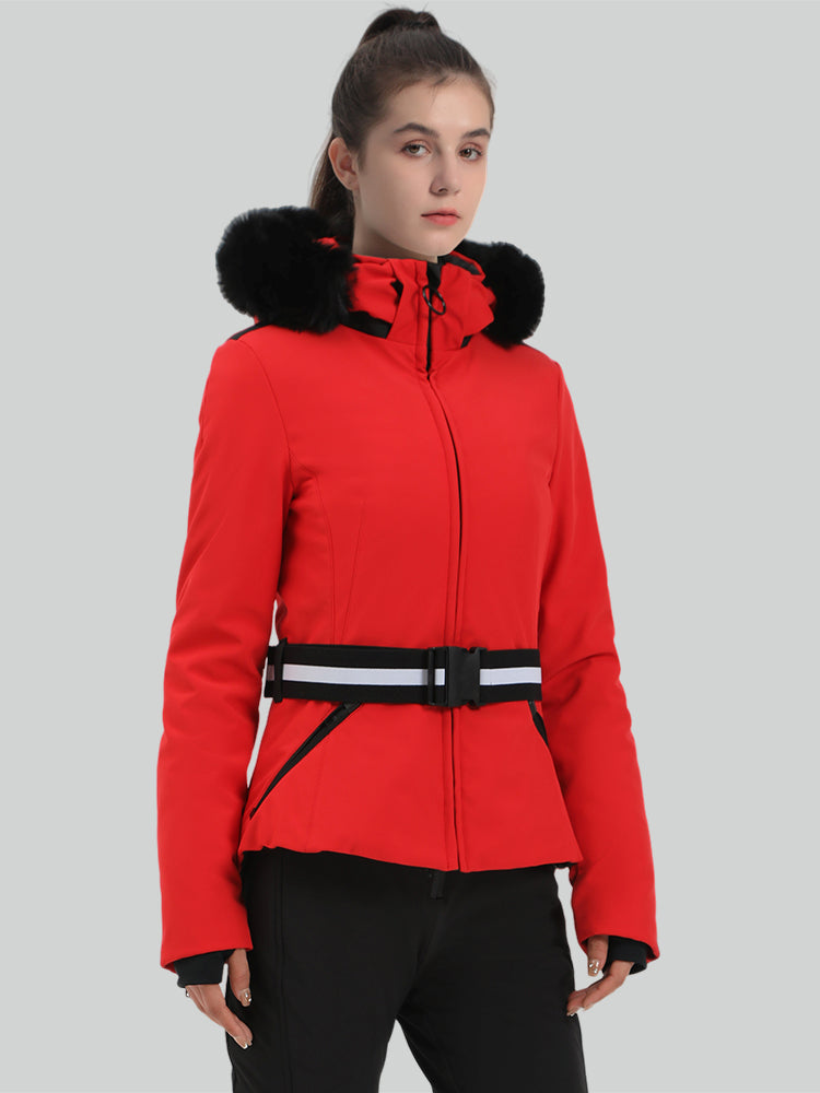 Women's Slim Fit Belted Down Ski Jacket