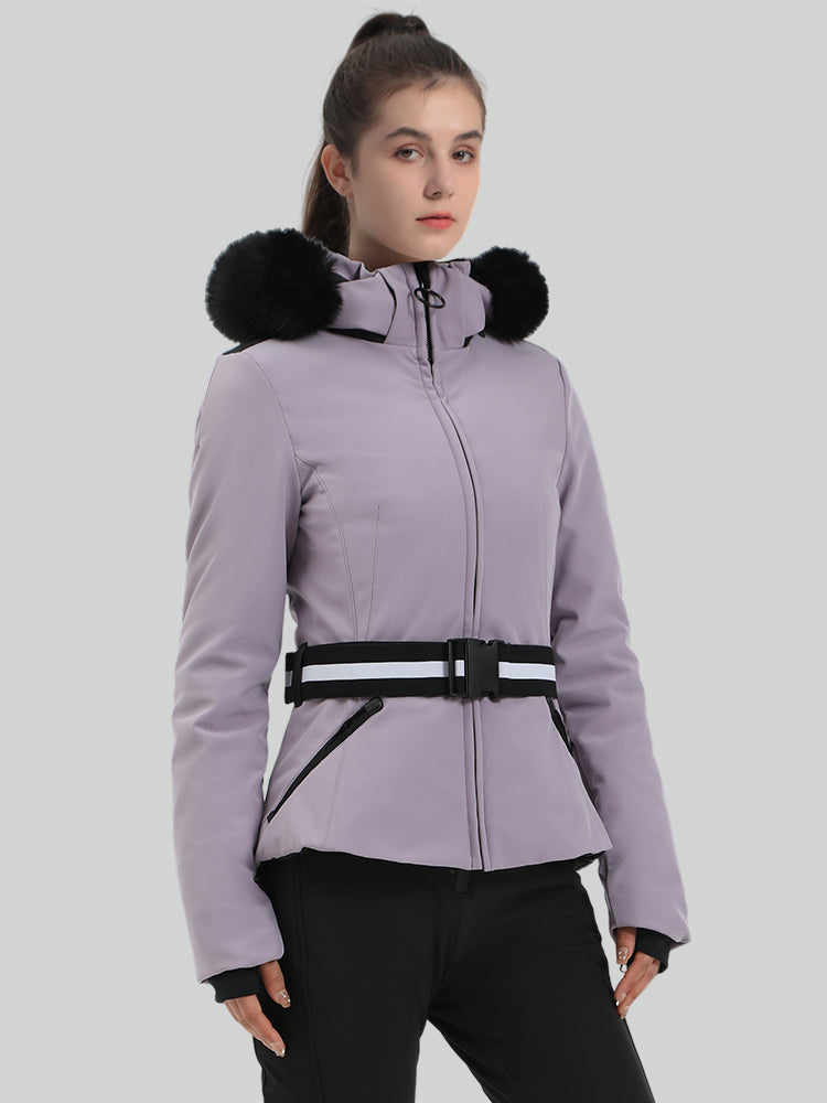 Women's Slim Fit Belted Down Ski Jacket