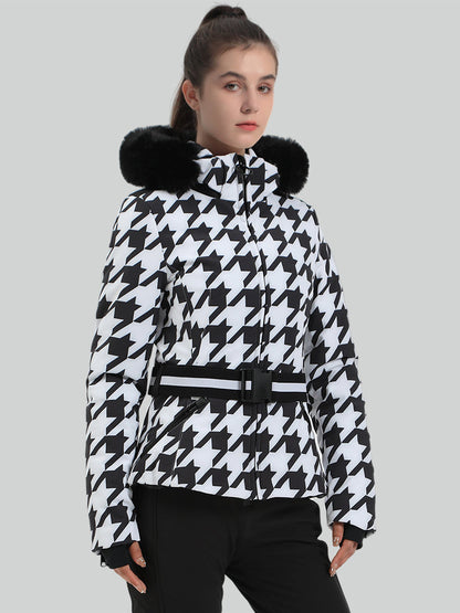 Women's Slim Fit Belted Down Ski Jacket