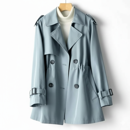 Medium Length Adjustable Waist Trench Coat for Women