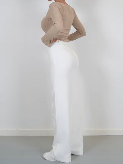 Eva - Wide Leg Dames Broek Met Hoge Taille En Wijde Pijpen
