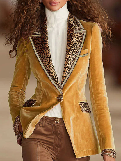 Valentina – Womens Velvet Leopard Print Blazer