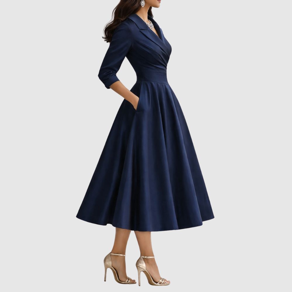 Zoé - Robe midi élégante avec décolleté en portefeuille