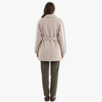 Manteau en laine tendance à double col pour femme, manches longues