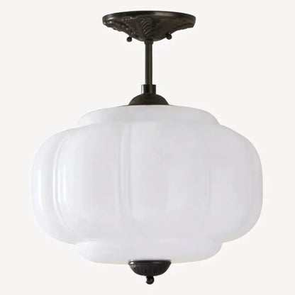 LuxRoyale Green Glass Pendant Lamp With Brass Accents