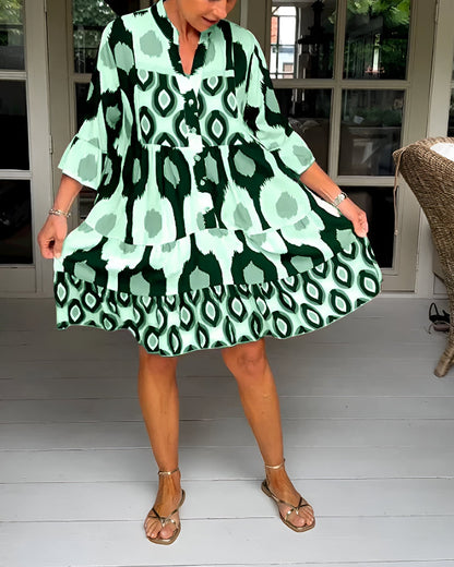 Parker | Geometric Tiered Midi Dress for Bold Boho Style