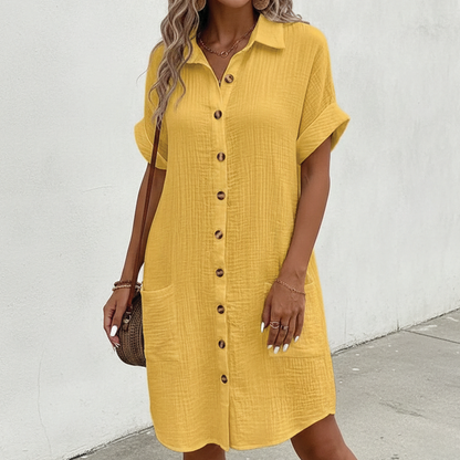 Damen-Polokleid mit Knopfleiste aus Baumwolle