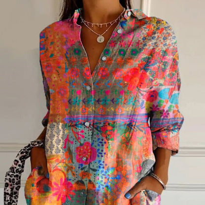 Casual Floral Button-Up Blouse