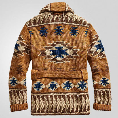 Trenton Jacquard Wool Cardigan for a Warm and Elegant Style
