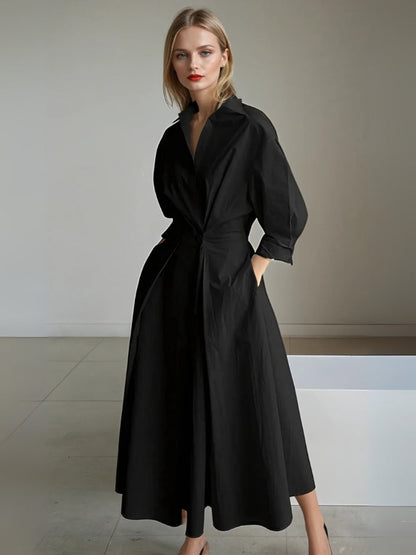 Corallie – Elegantes Plissee Damen Hemdblusenkleid