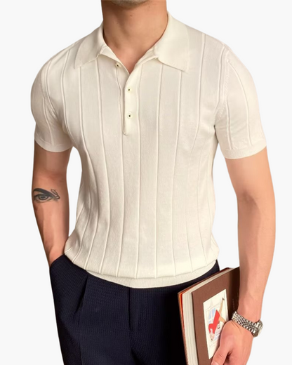 Lucito | Geripptes Baumwoll Polo mit Schlanker Passform