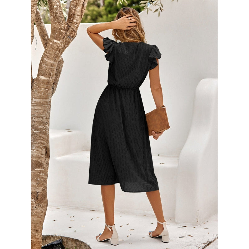 Ella – Robe midi femme à manches volantées