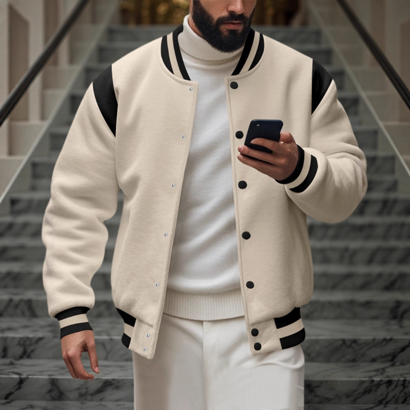 Mark - Long Sleeve Jacket with Button Closure and Side Pockets
