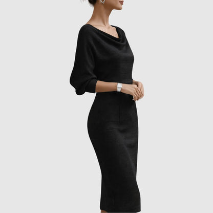 Zoé - Robe midi avec décolleté drapé