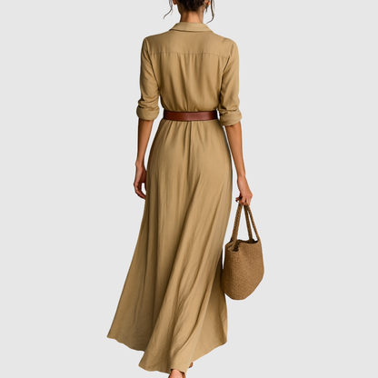 Eliška – Zwiewna długa sukienka z eleganckim dekoltem