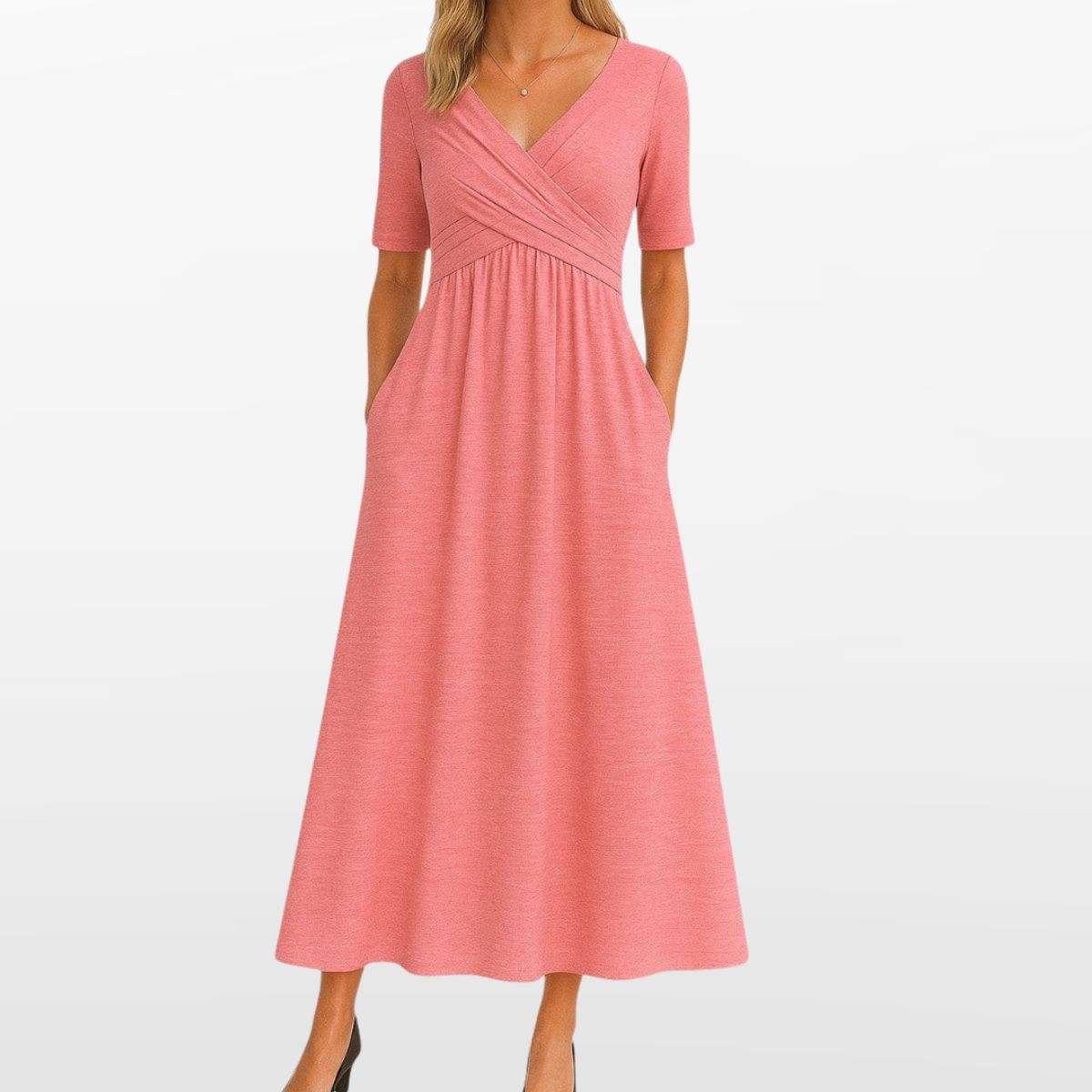 Women V Neck Maxi Dress A Line