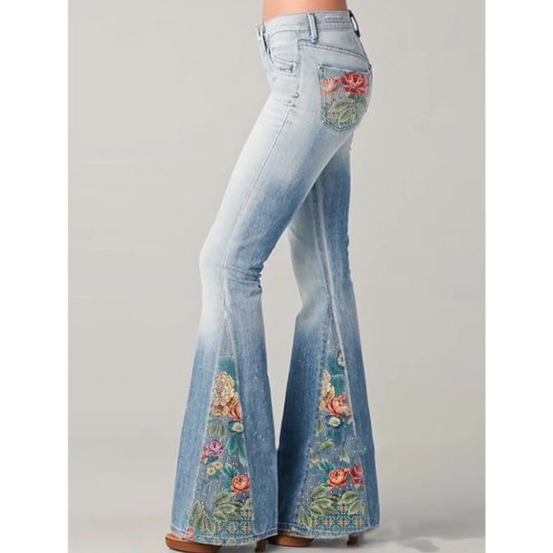 Tessa | Floral Embroidered Flare Jeans
