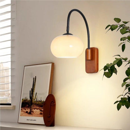 Bauhaus Persimmon Glass Wall Lamp Rotatable | E27 Wall Light Fixture | Modern Adjustable Lighting | 18 cm Decorative Lamp