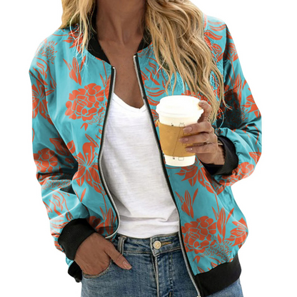 Serenella - Womens Floral Print Bomber Jacket