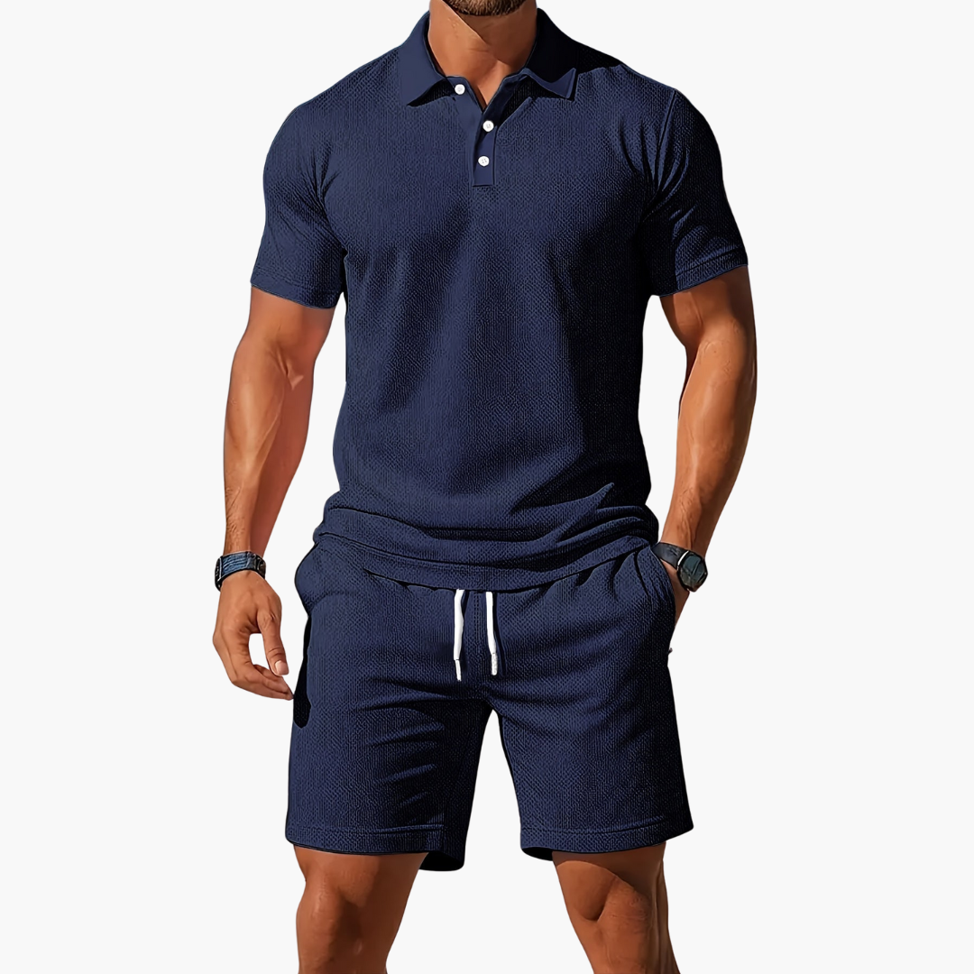 Louis – Ensemble polo à manches courtes et short à taille à cordon homme