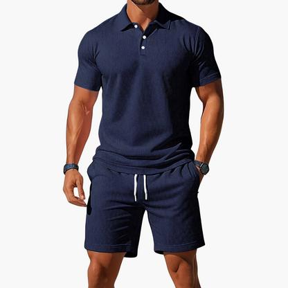 Louis – Ensemble polo à manches courtes et short à taille à cordon homme