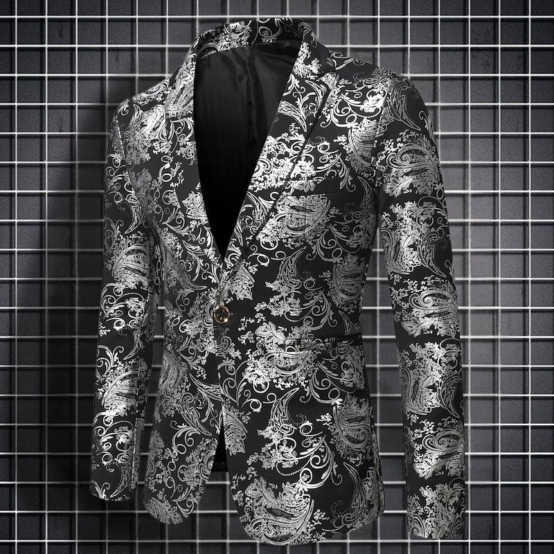 Freddie – Long Sleeve Printed Blazer With Lapel Collar