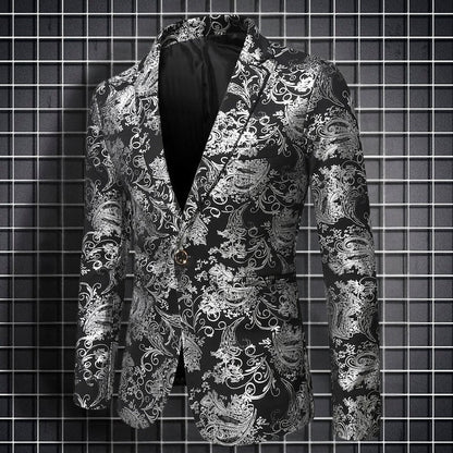 Freddie – Long Sleeve Printed Blazer With Lapel Collar