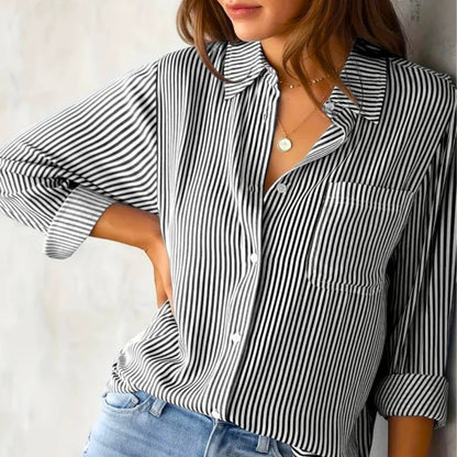 Elouise – Gestreifte Damenbluse Langarm Casual