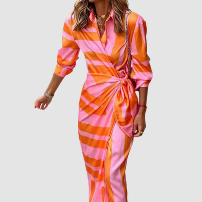 Caela | Elegant Striped Midi Dress